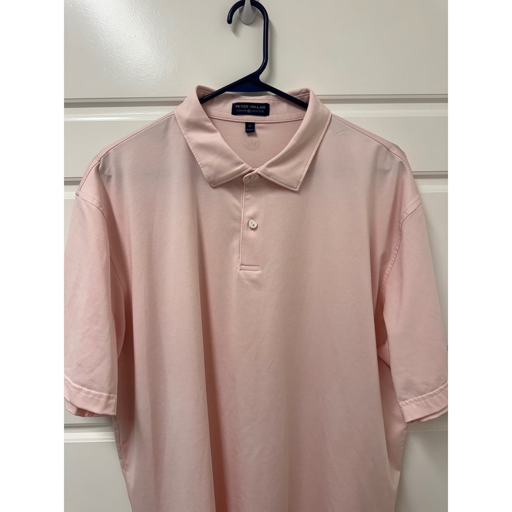 Peter Millar Crown Crafted Mens XL Pink Performance Stretch Short Sleeve Polo